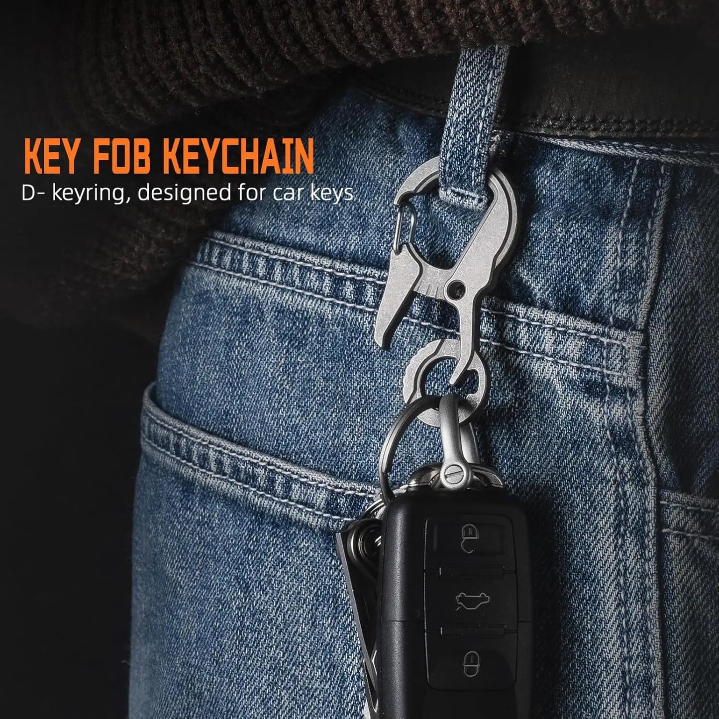 Titanium alloy Carabiner Keychain Clip,EDC Key Carabiner, Mens Quick Release Key Ring Holder with Bottle Opener, Key Chain Hook