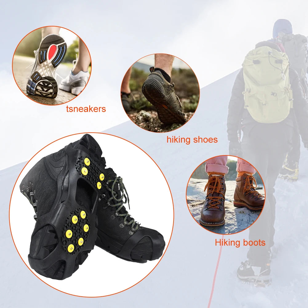 10 Teeth Mountaineering Cleats Anti-Slip Snow Claw Shoe Covers Unisex Shoes Ice Cleats Outdoor Chain Shoe Spikes