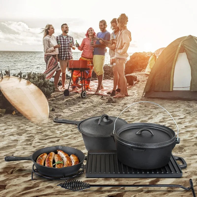 Cast Iron Griddle, 4qt Dutch Oven, Griddle Pan, Frying Pan
