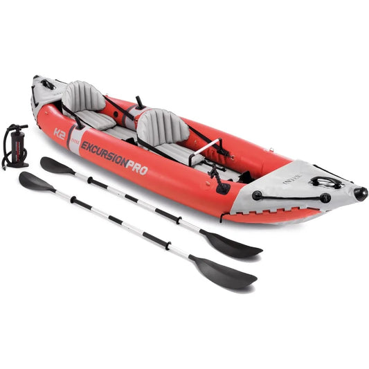 68309EP Excursion Pro K2 Inflatable Kayak Set: Includes Deluxe 86in Kayak Paddles and High-Output Pump