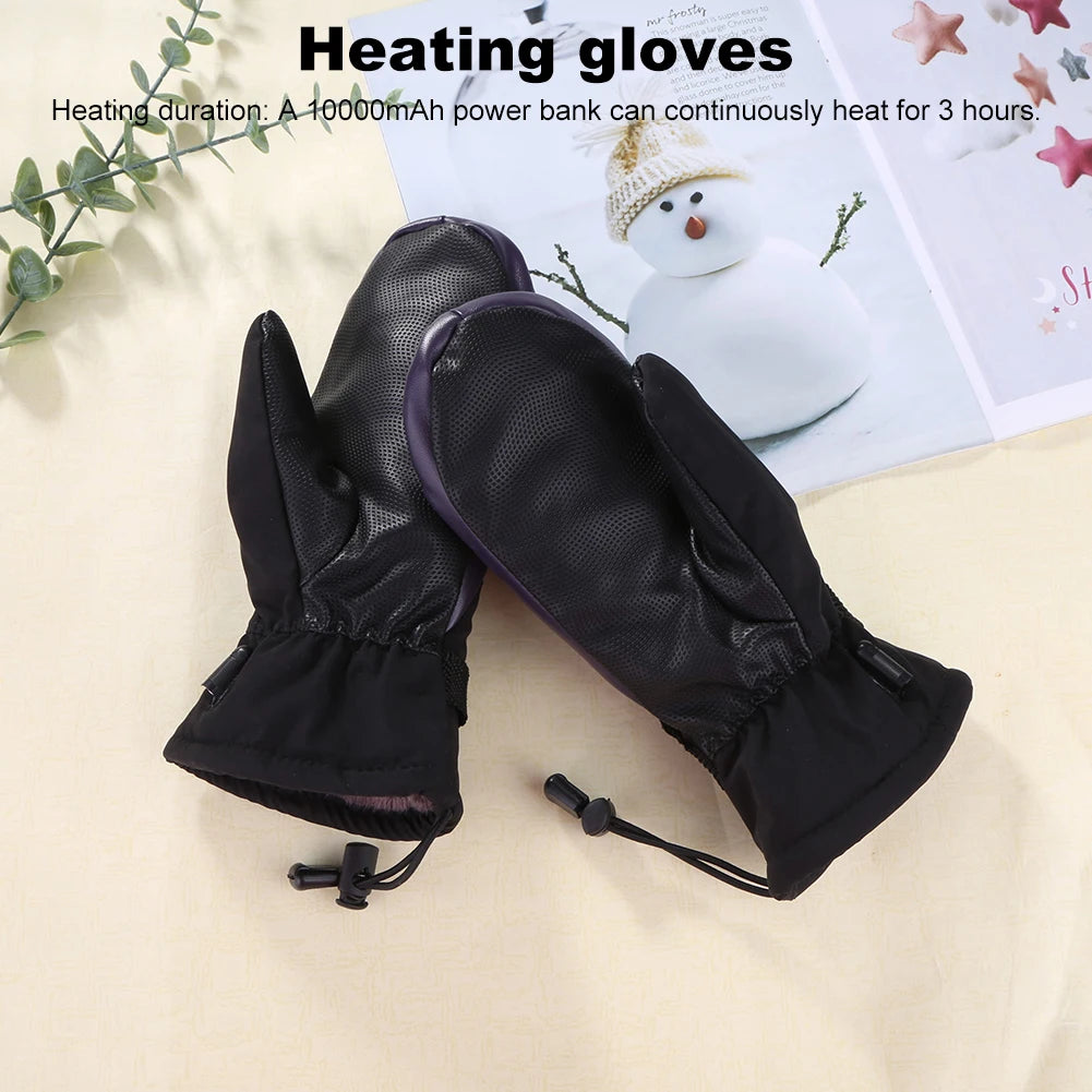 Warm Heated Gloves USB Charging Electric Heated Gloves Waterproof 3 Gear Temperature for Climbing Hiking Cycling
