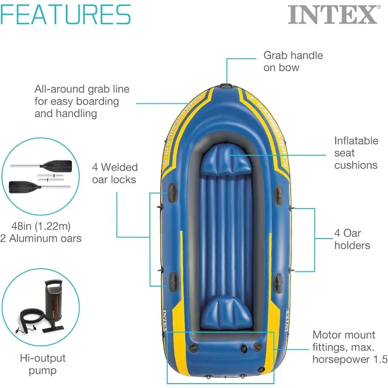Inflatable Boat Series: Includes Deluxe Boat Oars and High-Output Pump