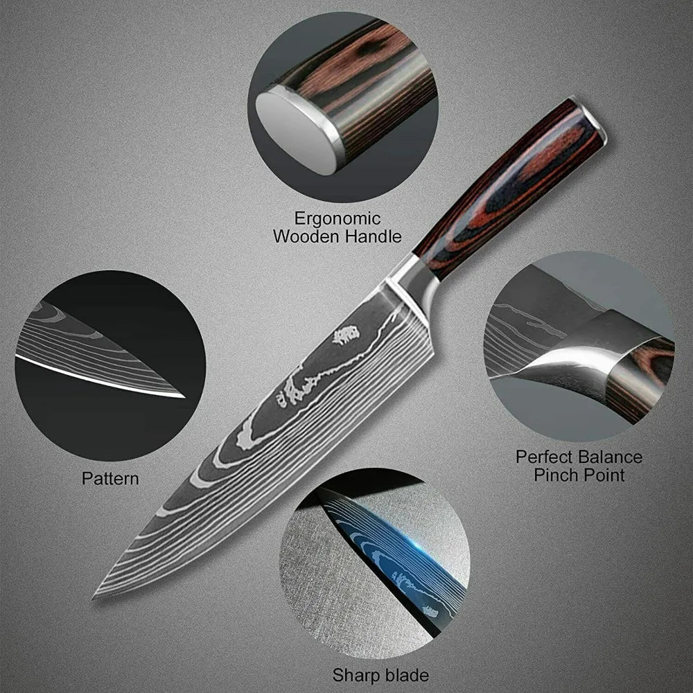 Professional Chef Kitchen Knives Stainless Steel 7CR17 Meat Cleaver Extremely sharp Fruit Vegetable Utility Chef Kitchen Tool