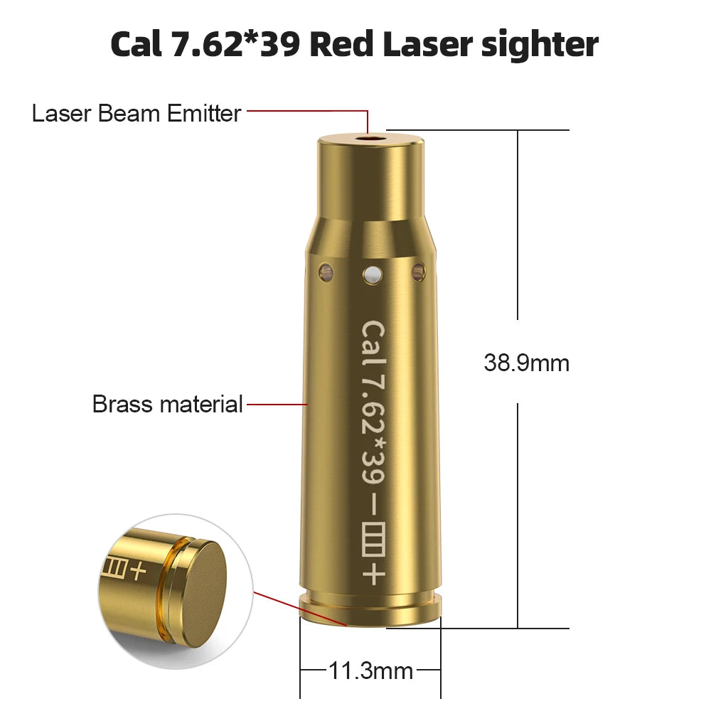 7.62X39 Optics Cartridge Red Dot Laser Bore Brass Bore Boresighter For Pistol Rifle Scope Hunting Accessories 6 Batte