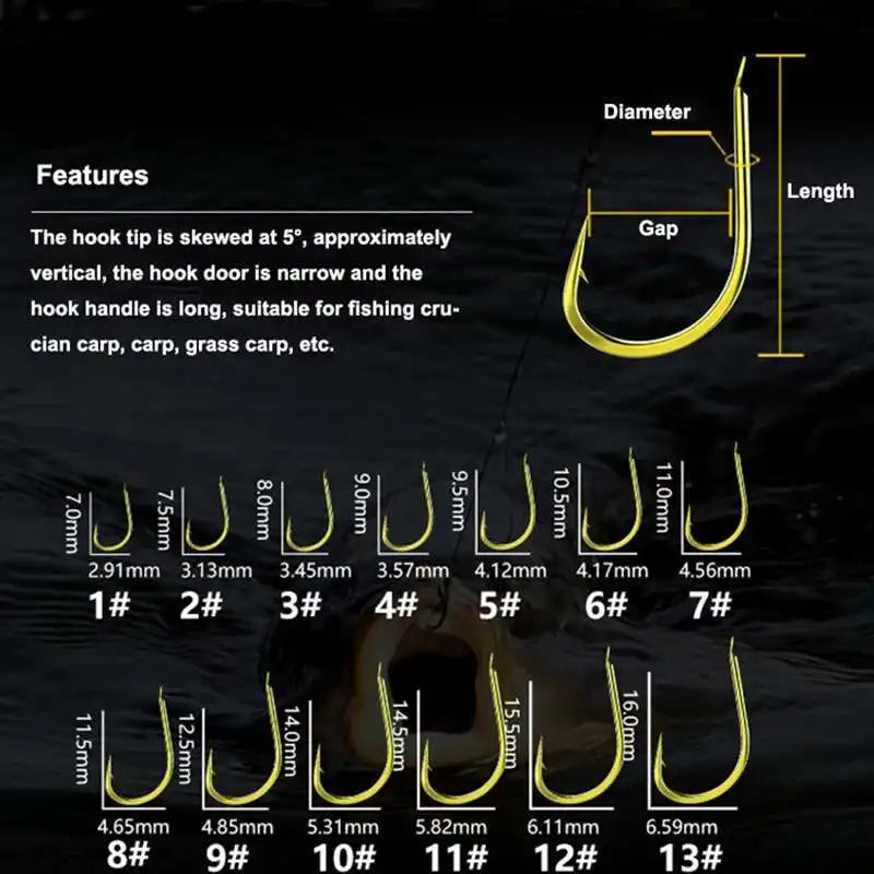 Fishing Hooks High-carbon Barbed Fishhooks Black Golden