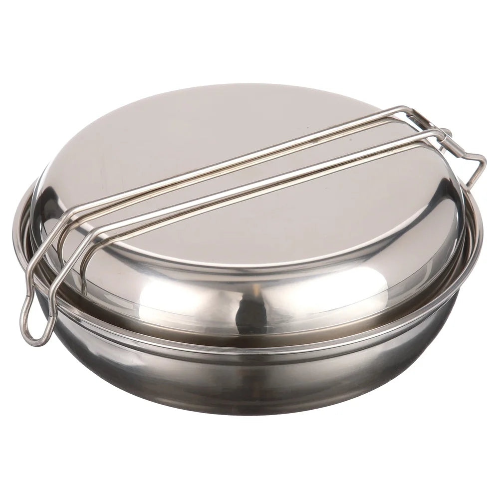 Space Saving 5 Piece Cookware Set Stainless Steel Mess Kit Non Stick Pot Fry Pan Plate Bowl Camping Cooking Tools