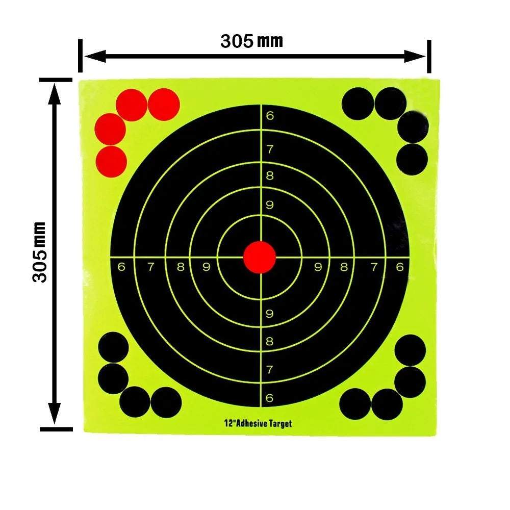 12 Inch Hunting Training Target Paper Cardboard Fluorescent Self-Adhesive Shooting Target Paper Splash Effect Sticker