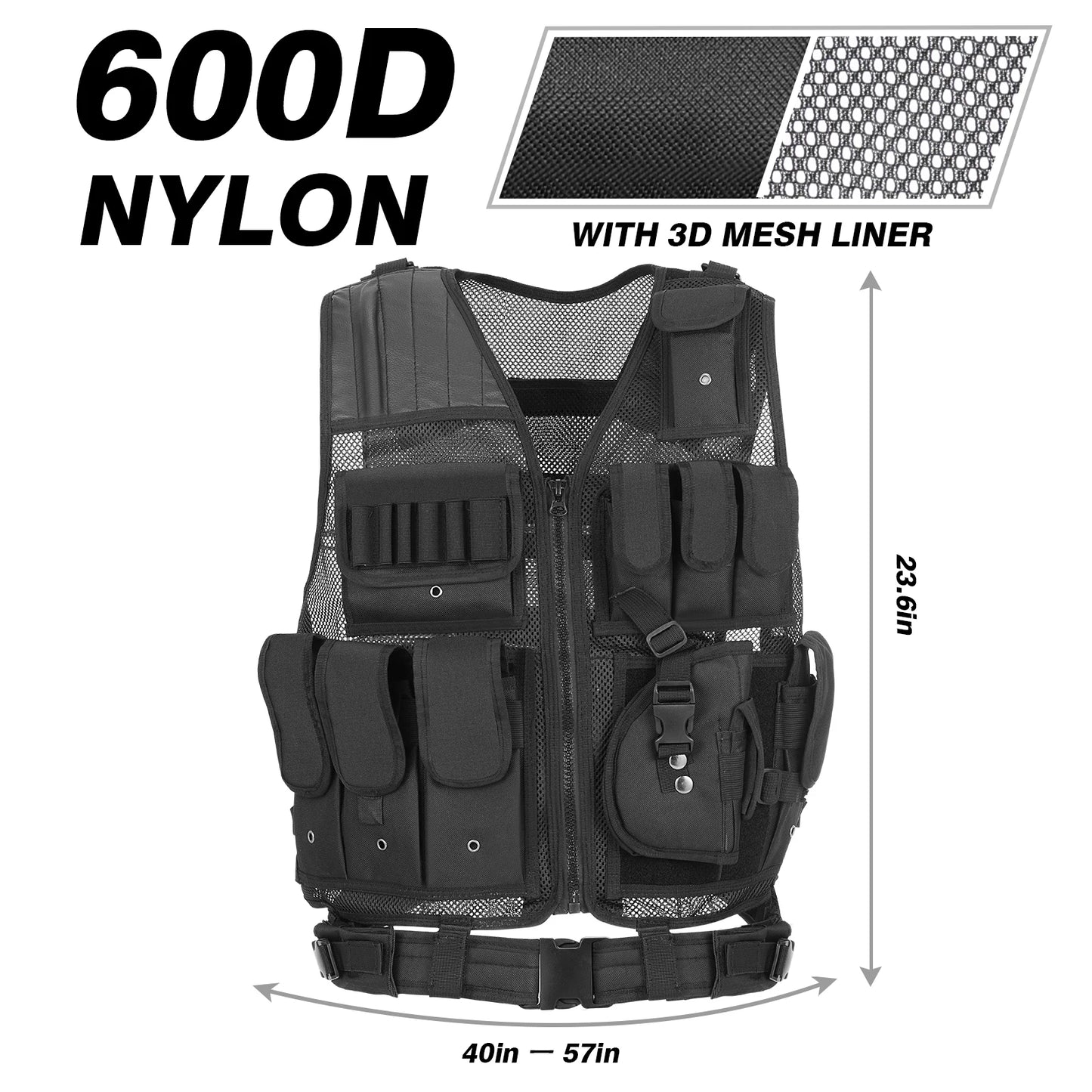 Tactical Vest Multi-Pockets Breathable Combat Vest Outdoor Military Airsoft Army Vest for Hunting Camping Hiking
