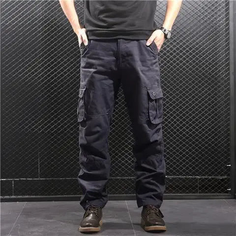Cargo Pants Men's Pure Cotton Loose Casual Trousers Camo Overalls Multi-pocket Wear Resistant Straight Pants Outdoor Sport Pants