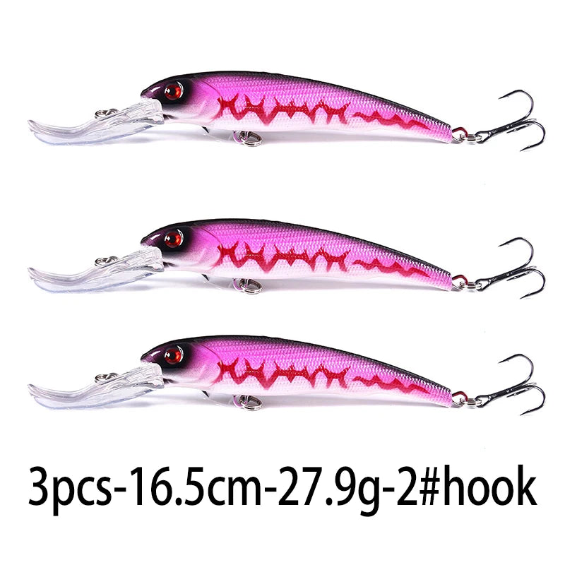 Hengjia 16.5cm 28g Big Minnow Lure Trolling Bait Artificial Wobblers Deep Diving Sea Fishing Tackle Bass Pike Crankbaits