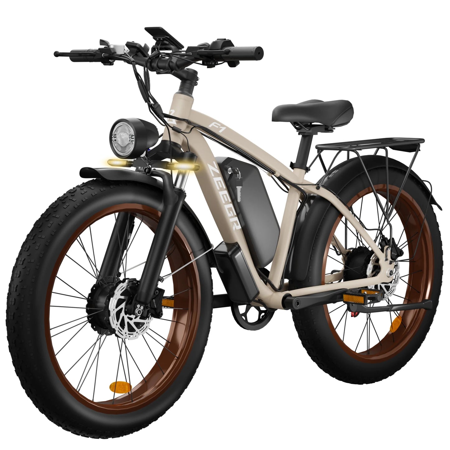 ZEEGR F1 48V 2000W Full Suspension E-Bike CE Certified 26 Inch Fat Tires Hidden Dual Battery Snow Beach Ebike