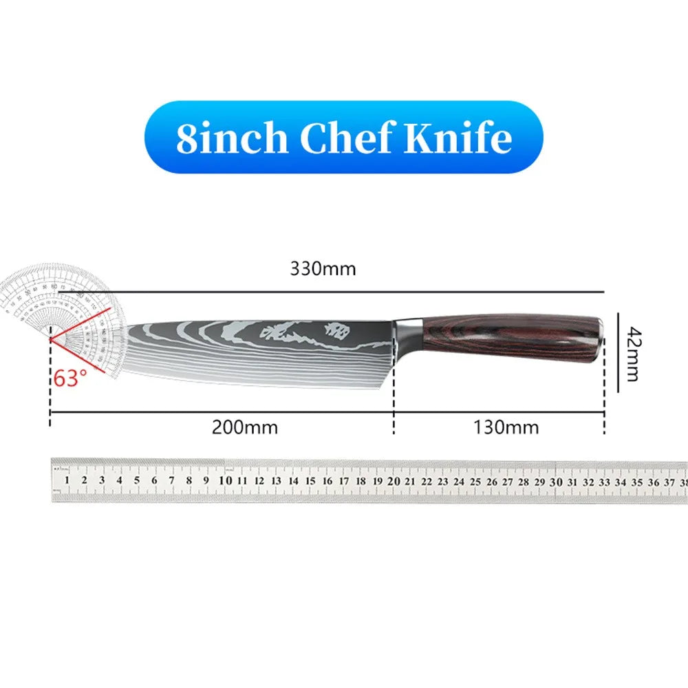 Professional Chef Kitchen Knives Stainless Steel 7CR17 Meat Cleaver Extremely sharp Fruit Vegetable Utility Chef Kitchen Tool