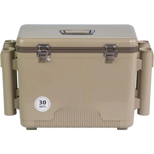 New upgrade-30qt Leak Proof,Air Tight,Fishing Drybox Cooler w/Built-in Fishing Rod Holders,Makes The Perfect Hard Shell Lunchbox