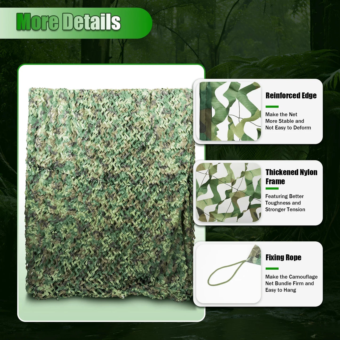 Lightweight & Foldable 8x8M Camouflage Net - Survival - Multi-Purpose Use for Cover,
