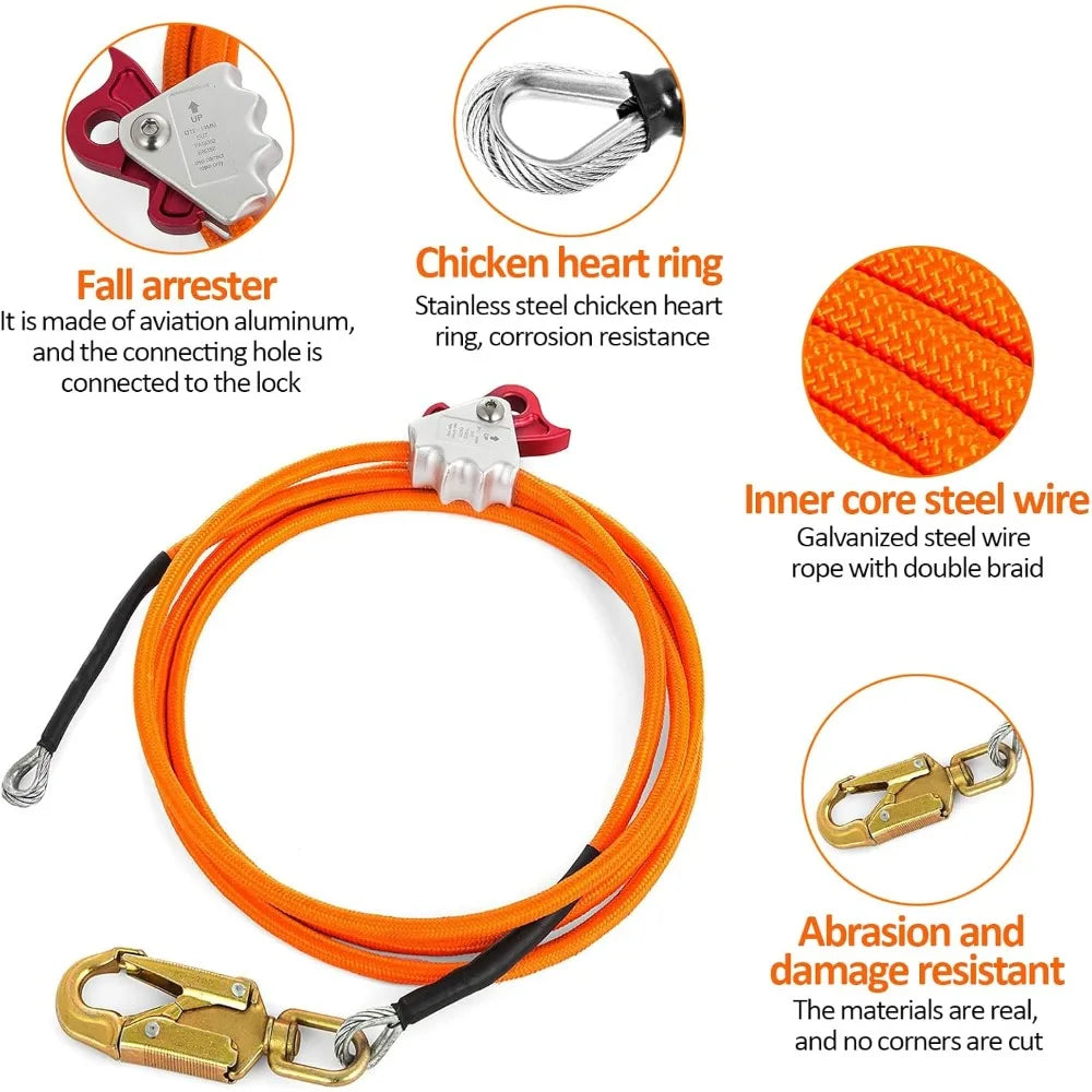 Tree Climbing Gear with Adjustable Climbing Straps and Steel Core Flip Line, Rock Climbing Kit