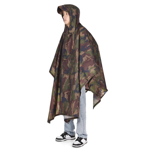 Hooded Rain Poncho with Pocket Lightweight Waterproof Rain Coat Sun Shelter for Men and Women Camping Hiking Traveling