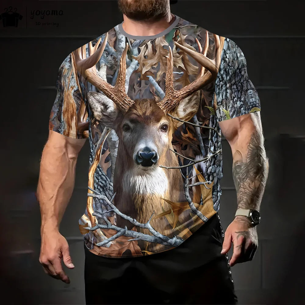 T shirts Animal Print Men's Clothing Fashion Street Pullover Short Sleeve Tees Summer Men's Clothing