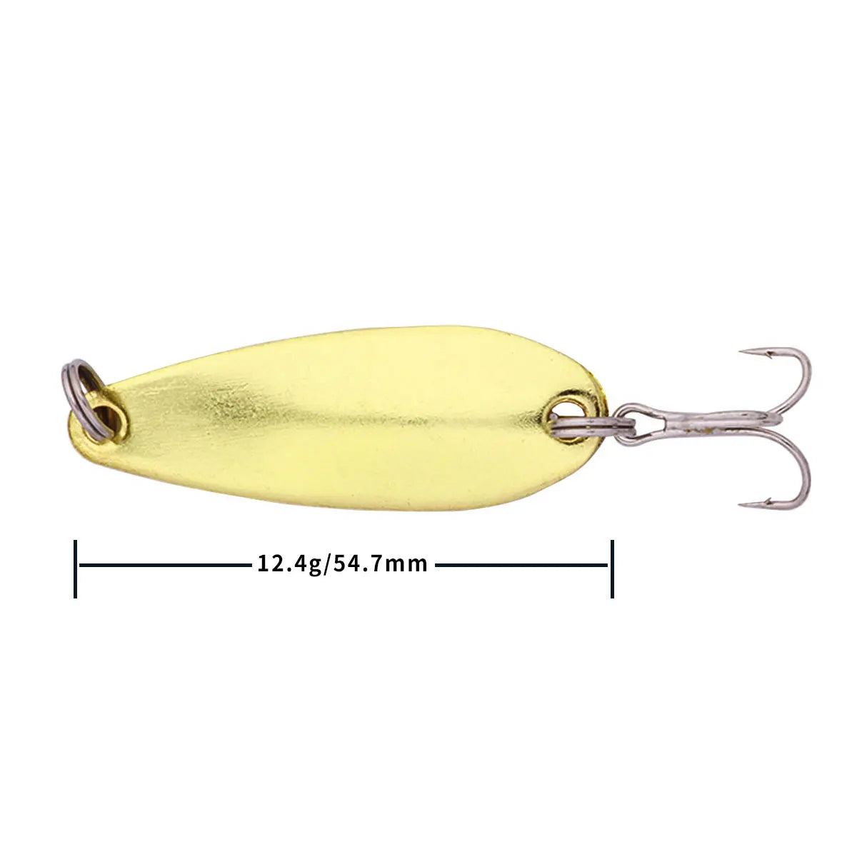 Hengjia 1pcs Metal Bait Spoon Lure with Treble Hook Gold /Silver River Fishing Lure for Bass Pike Perch