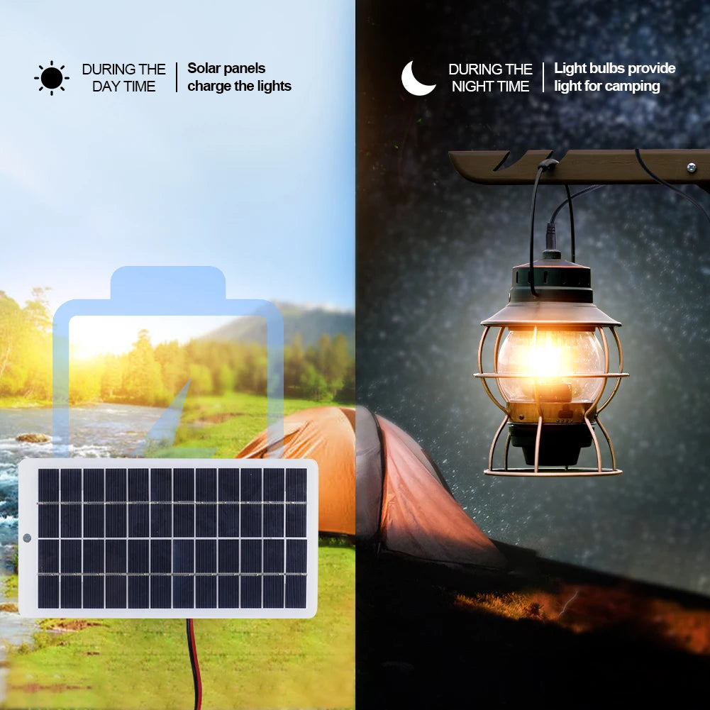 10W Solar Battery Charger with Carabiner 12V Solar Power Bank Polysilicon Solar Charger Plate Portable for Outdoor Lamp Pump