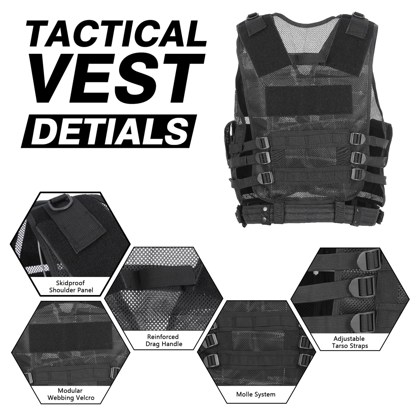 Tactical Vest Multi-Pockets Breathable Combat Vest Outdoor Military Airsoft Army Vest for Hunting Camping Hiking