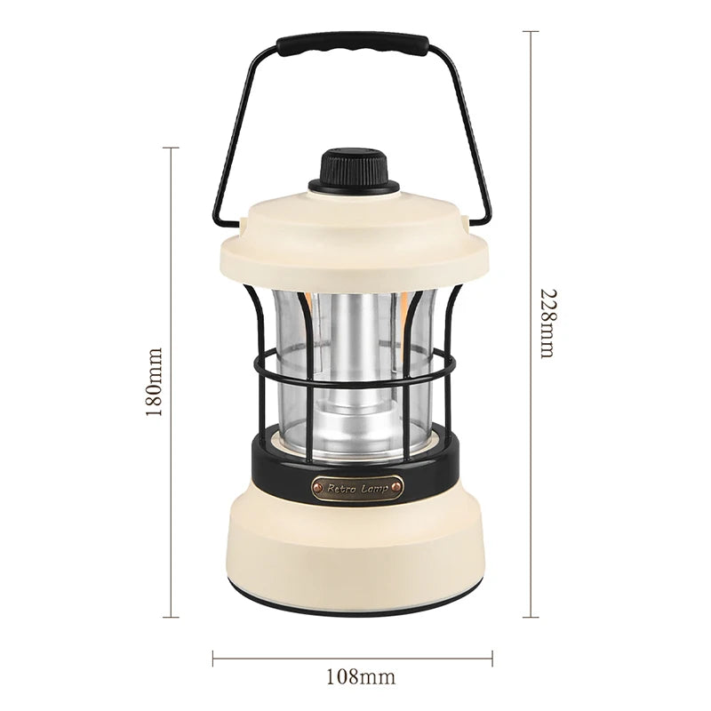 Retro Lamp Portable Camping Lantern USB Recharge Camping Tent Lighting Camping Equipment