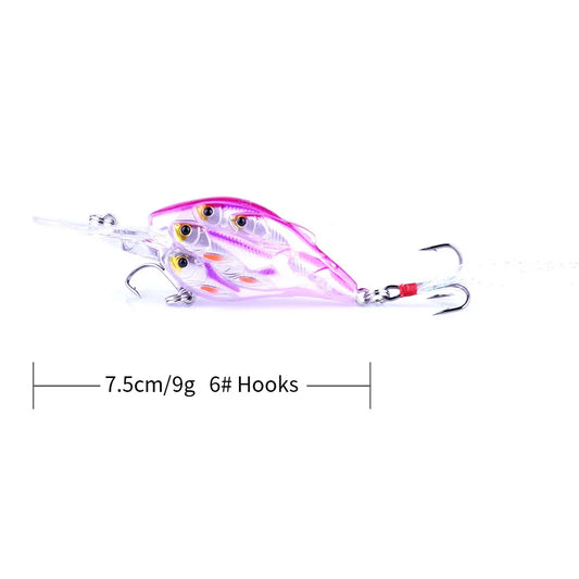 HENGJIA 1pc Diving Depth Crankbait Fishing Lures Swimbait Isca Artificial Bait floating Fishing Wobblers 7.5cm 9g pesca peche