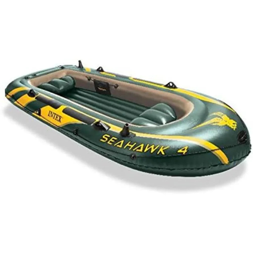 Great deal.Seahawk Inflatable Boat Series: Includes Deluxe Aluminum Oars and High-Output Pump – SuperStrong PVC – Fishing Rod Ho