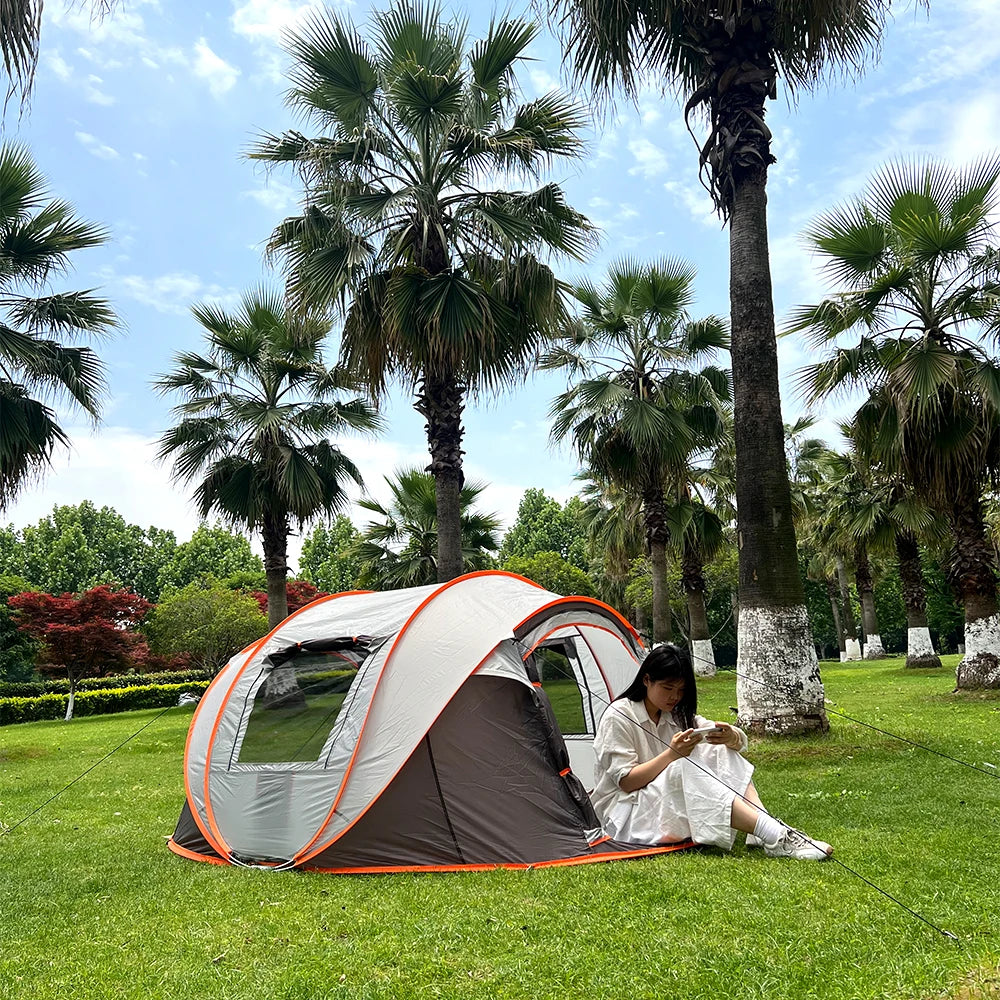 A pop-up tent for family trips, waterproof sun-proof camping tent, portable outdoor tent camping and hiking trips