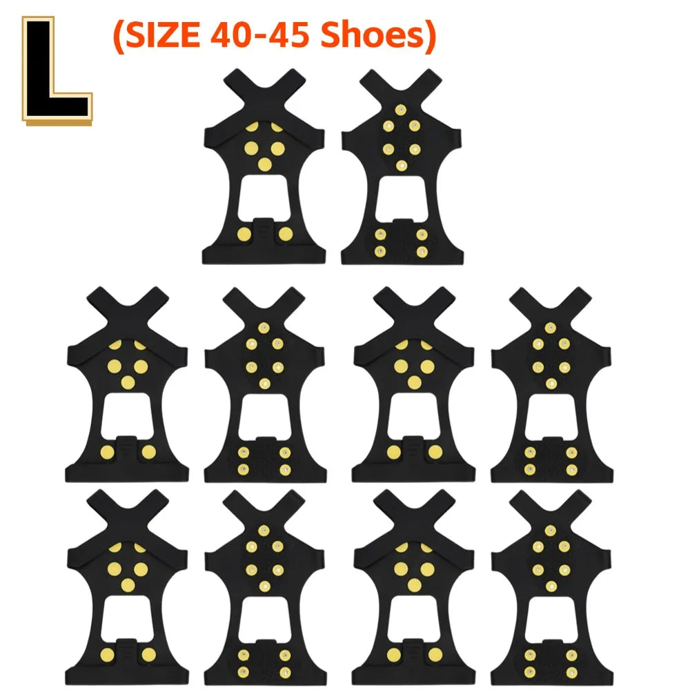 1-5Pair 10-Studs Snow Ice Claw Climbing Anti Slip Spikes Grips Crampon Cleats Sport Shoe Cover for Women Men Boots Cover