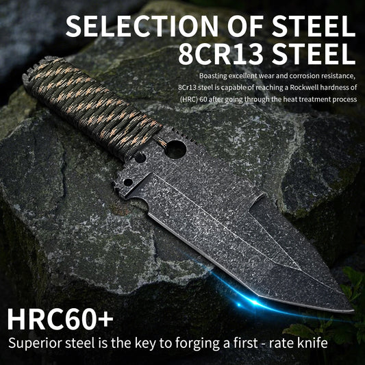 Outdoor multi-functional sharp knives camping mountaineering defense tactical equipment high hardness straight knife