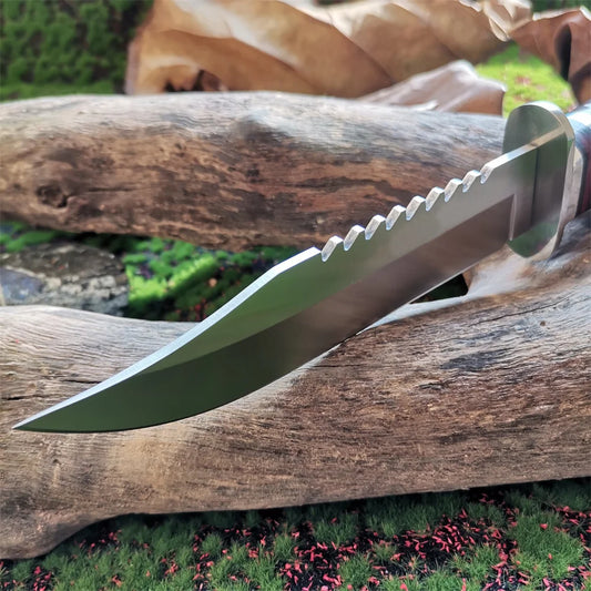Steel Blade Hunting Knife with Wooden Handle