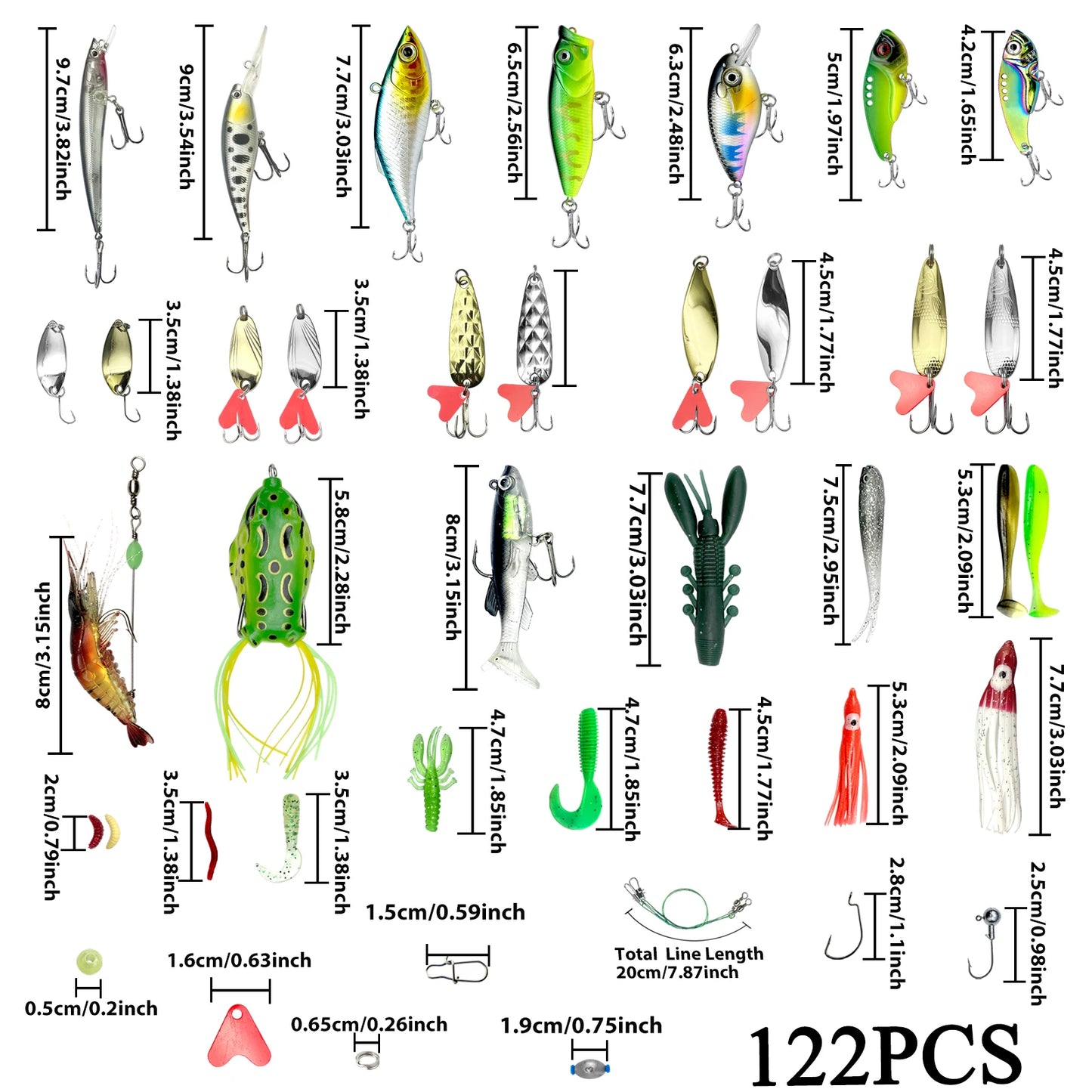 Fishing Lures Kit for Topwater Bait Rigs Tackle Kit for Bass Trout Salmon Fishing Accessories