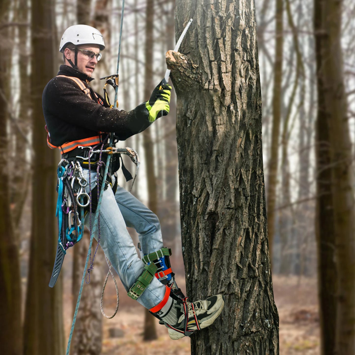 Professional Tree Climbing Gear Kit – 220lb Capacity Carbon Steel, Safety Straps & Pedals for Arborist Work