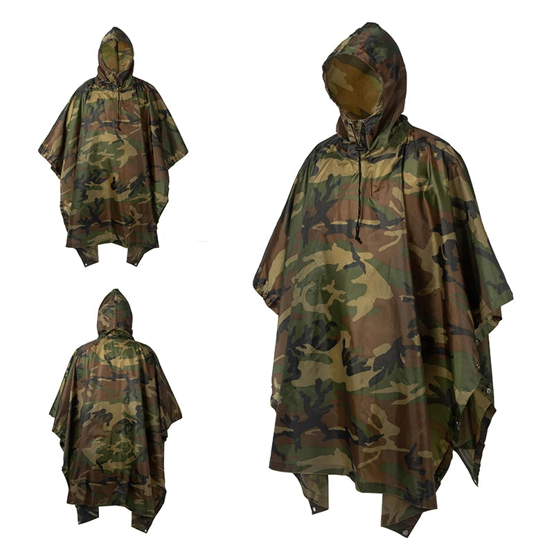 Multifunctional Raincoat Waterproof Poncho Camouflage Cover For Camping Hunting Clothes