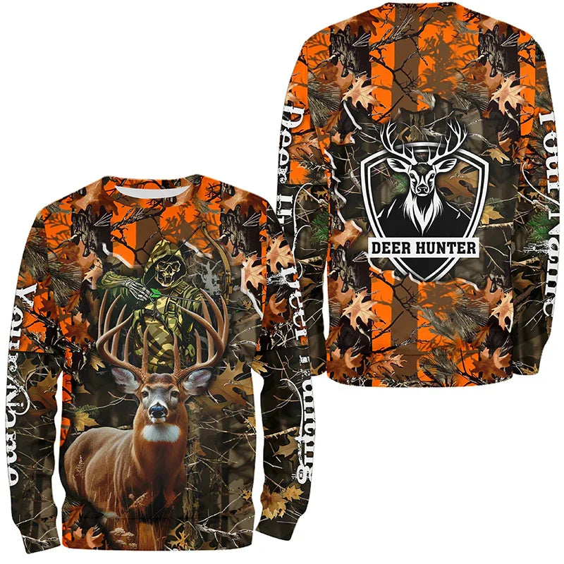 Camo Hunting Animals Wild Boar Men T-Shirt 3D Print Sport Long Sleeve Tee Tops Casual O Neck Streetwear T Shirts Men&
