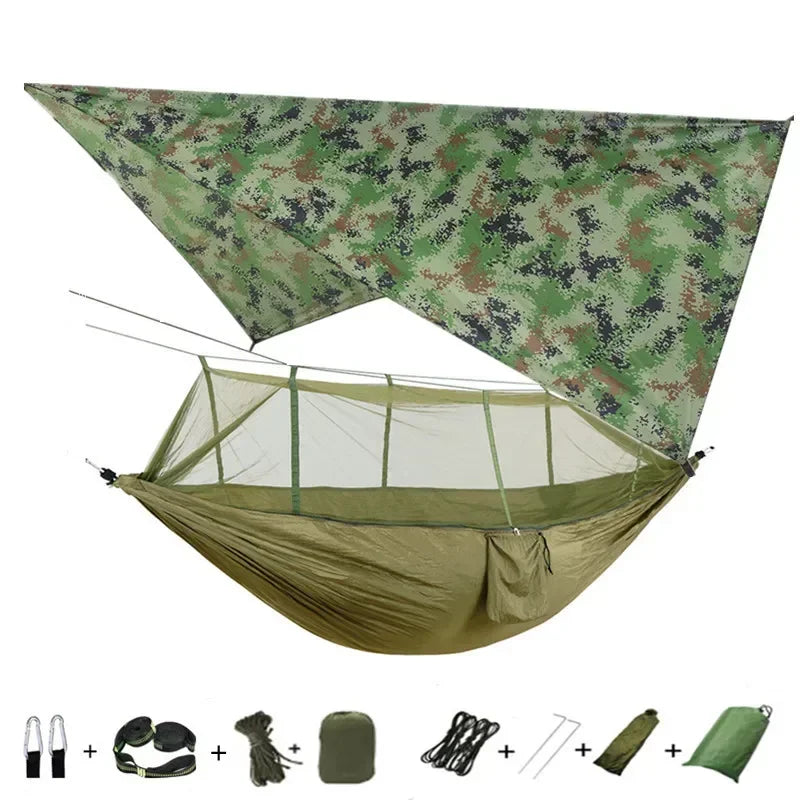 Camping Hammock with Mosquito Net&Rainfly Tent Tarp & Tree Straps