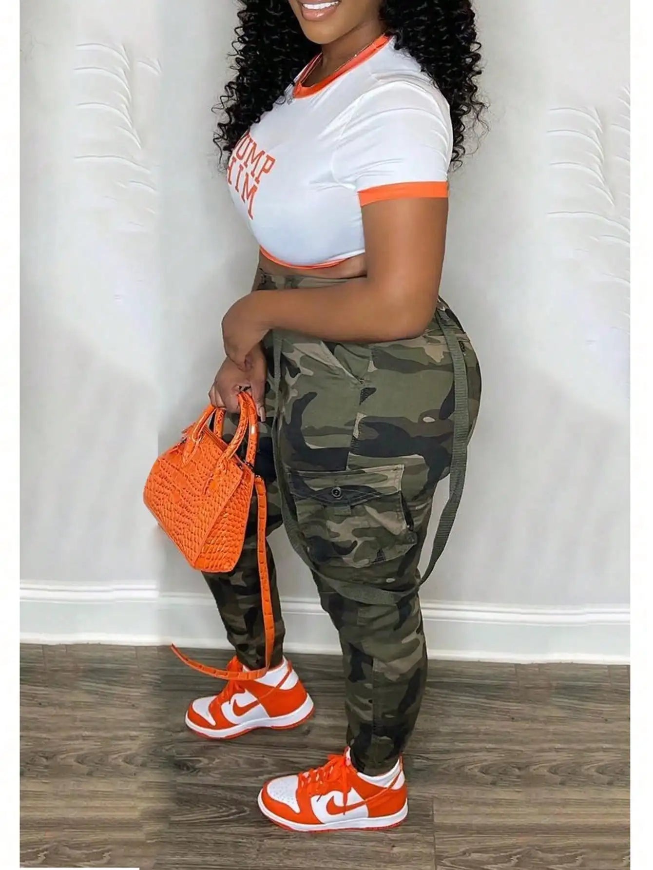Women's Y2K Camo Cargo Pants - High-Waisted Slim Fit , Casual Jogger Sweatpants