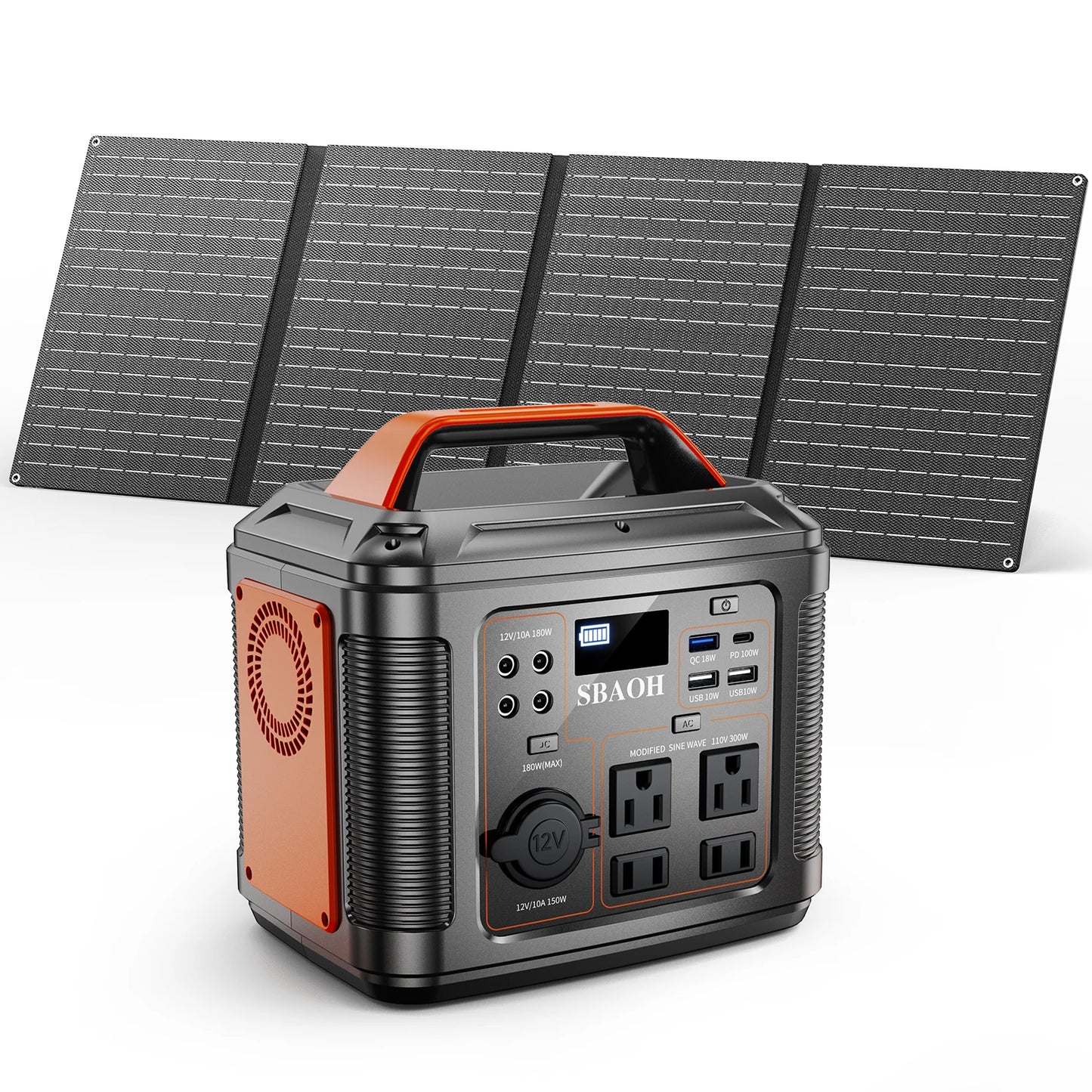300W Portable Power Station, Camping Solar Generator,