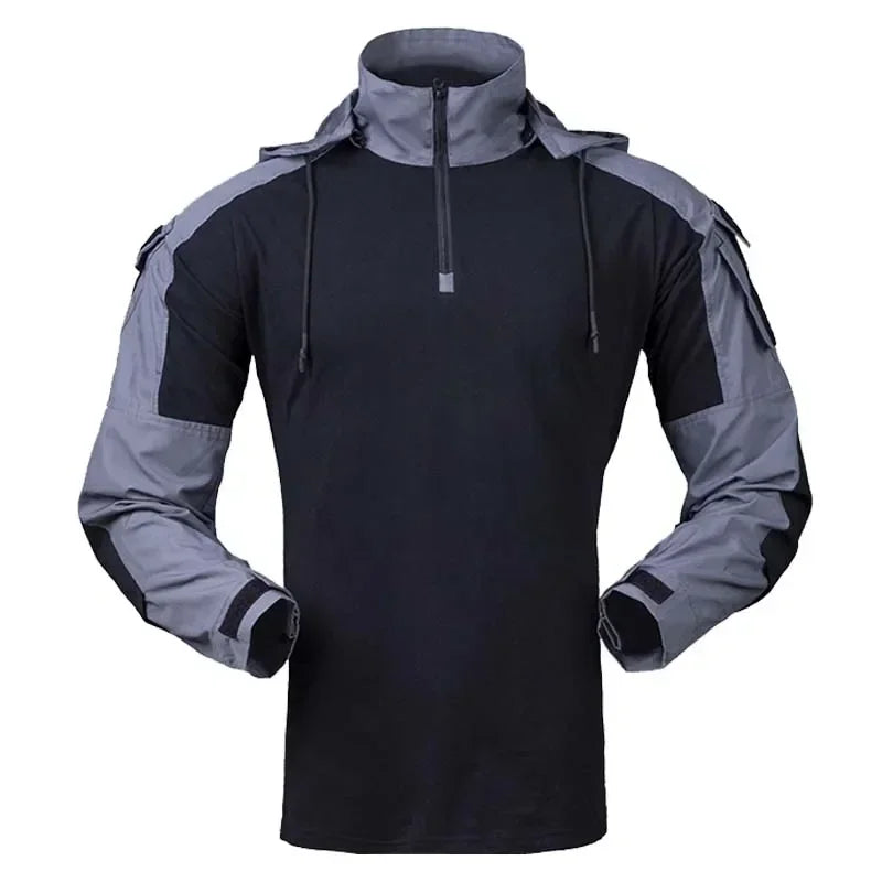 Shirts Men Long Sleeve Breathable T-shirt Camo Hooded Quick-dry