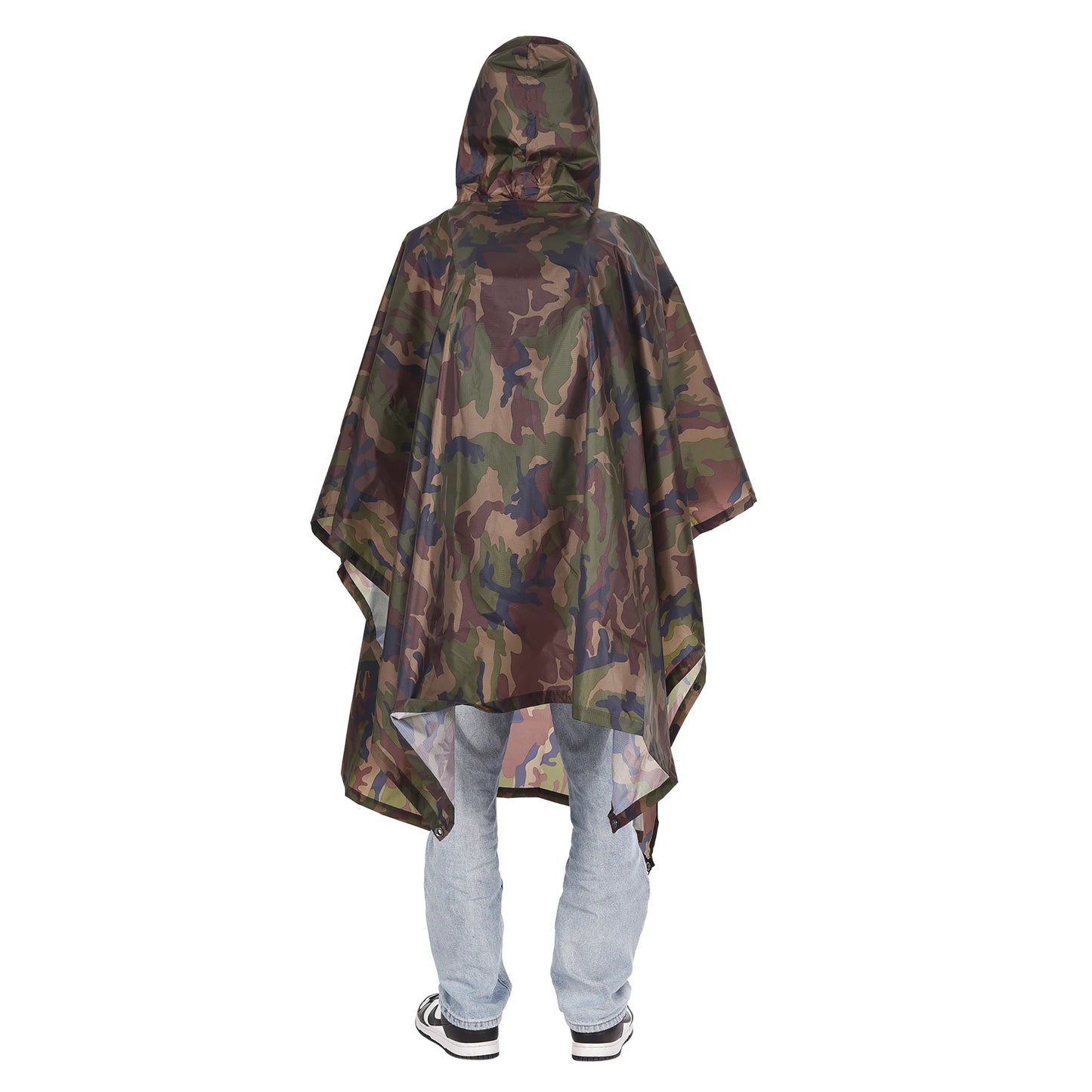 Hooded Rain Poncho with Pocket Lightweight Waterproof Rain Coat Sun Shelter for Men and Women Camping Hiking Traveling
