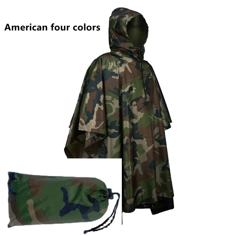 Multifunctional Raincoat Waterproof Poncho Camouflage Cover For Camping Hunting Clothes