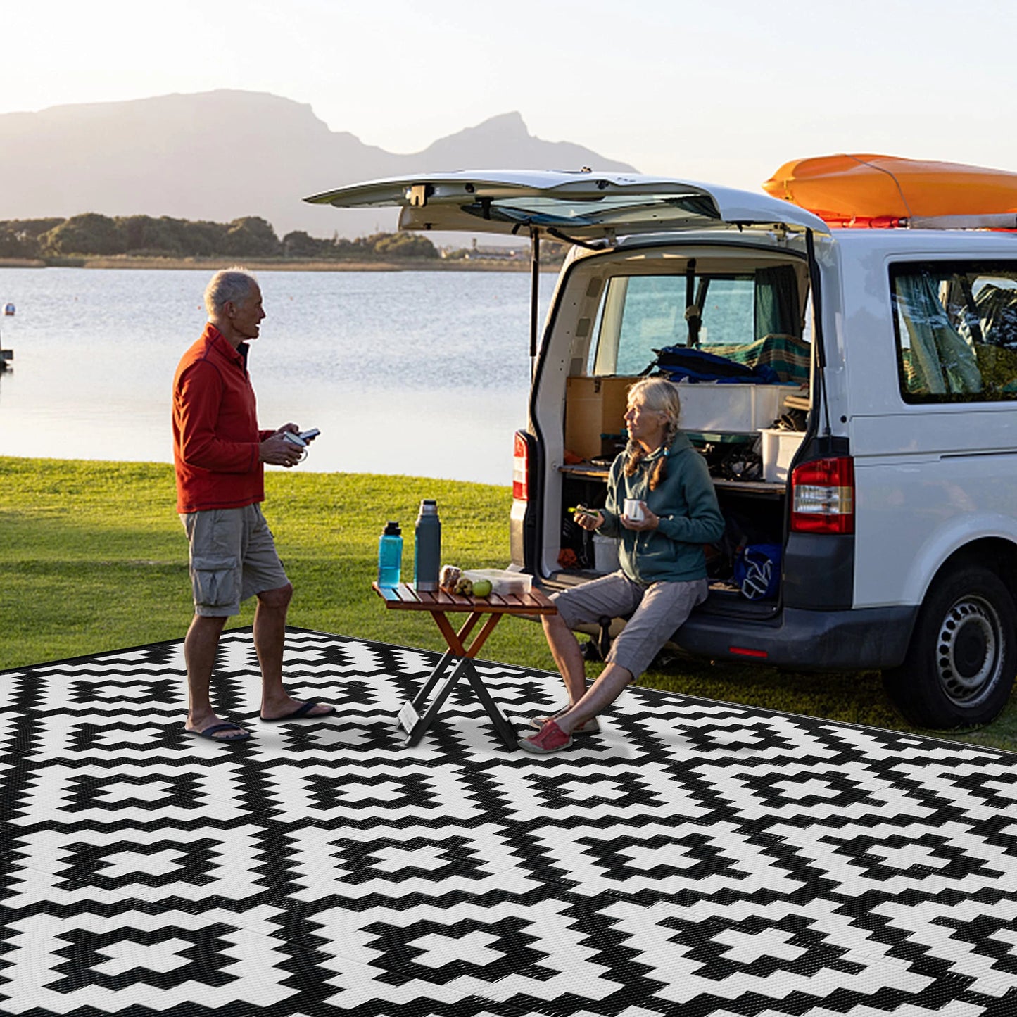 6x9ft Reversible Camping Mats Large Floor Mat and Rug for Outdoors