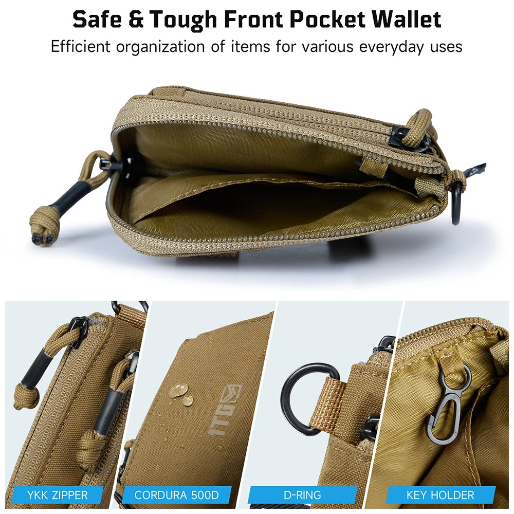 Waterproof EDC Pouch Portable Key Change Purse Wallet Travel Kit Coin Mini Purse & Card Slots And Zippers Pouch