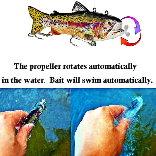 NEW 3.5in Automatic Swimbait Robotic Electric Fishing Lure Auto Multi Jointed Bait USB Rechargeable