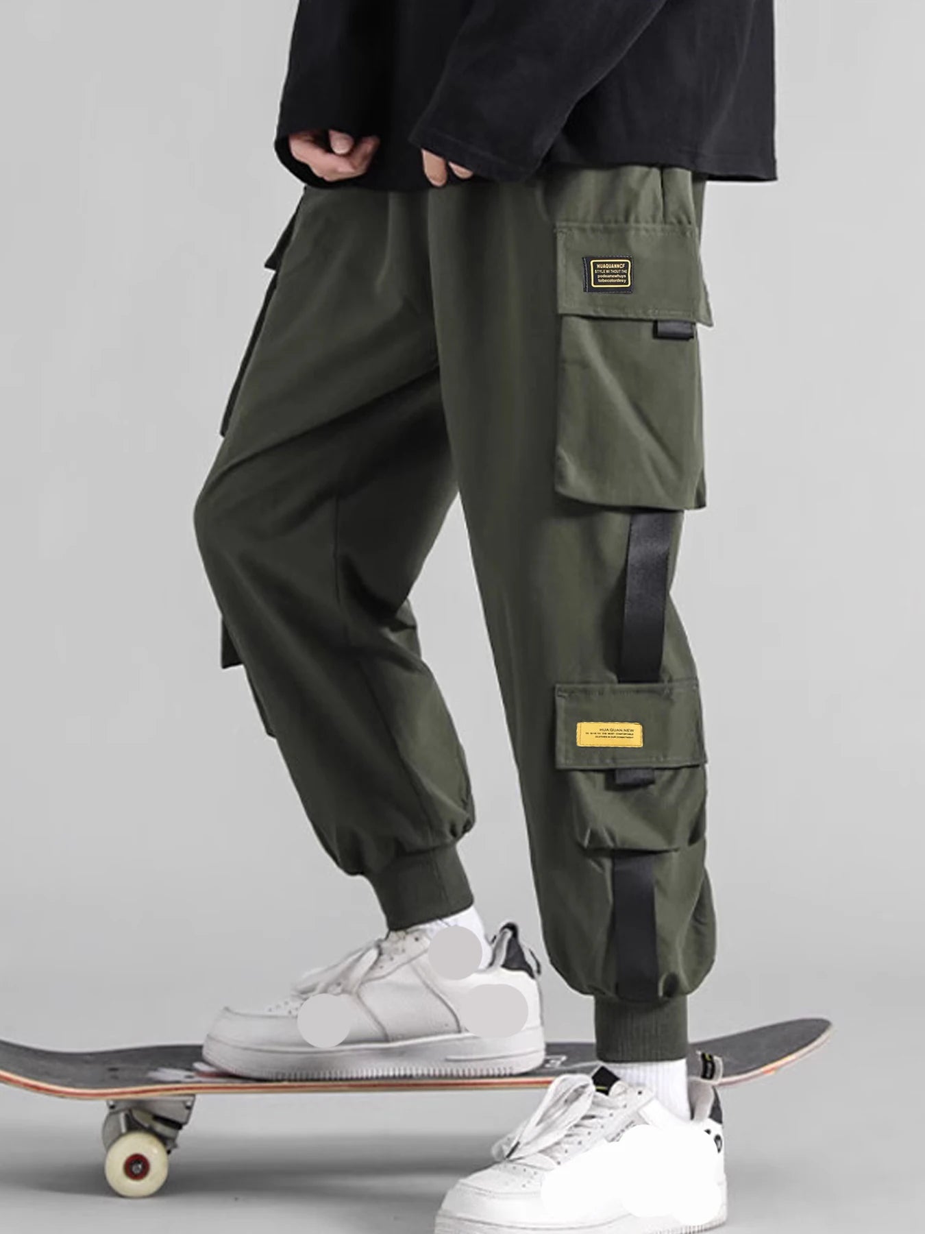 Multi-pockets Ribbons Bandage Tactical Techwear Cargo Pants Mens Harajuku Punk Hip Hop Joggers Pantalons Casual Streetwear
