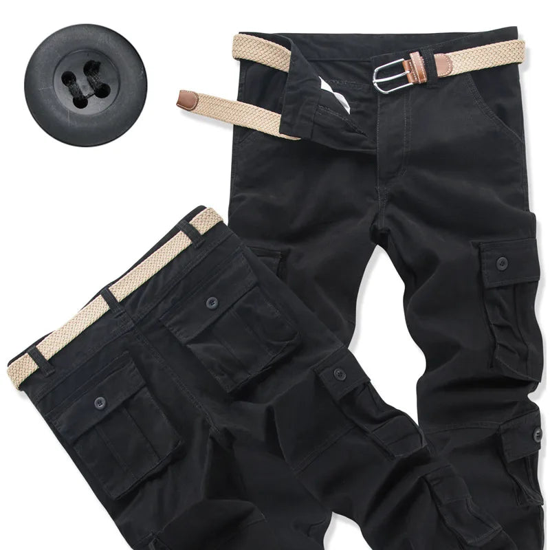 Cargo Pants Men's Pure Cotton Loose Casual Trousers Camo Overalls Multi-pocket Wear Resistant Straight Pants Outdoor Sport Pants