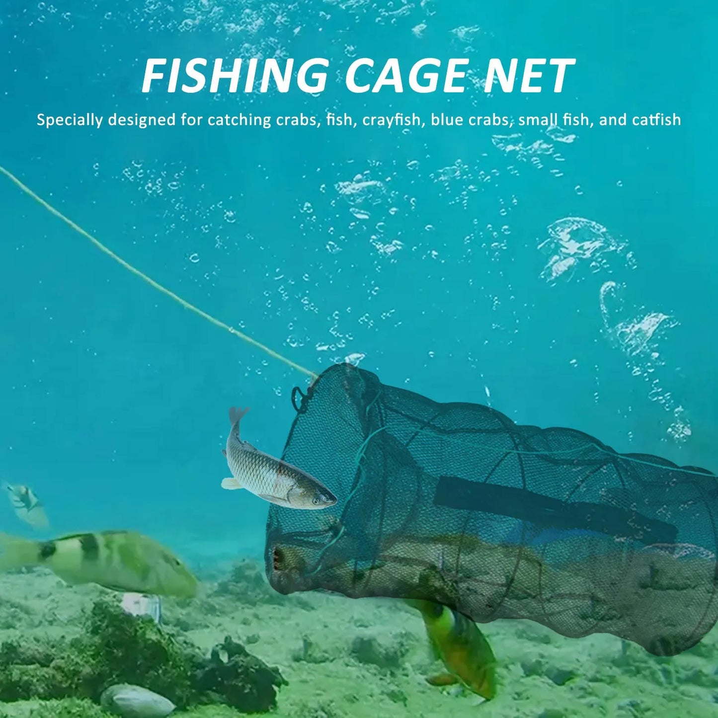 Long Fishing Nets Shrimp Trap Cage Collapsible Nets Lightweight for Smelt Eel Craw Fish