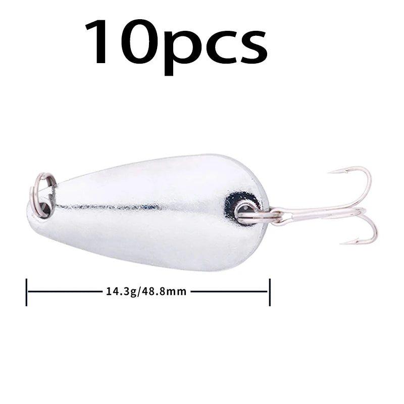 Hengjia 1pcs Metal Bait Spoon Lure with Treble Hook Gold /Silver River Fishing Lure for Bass Pike Perch