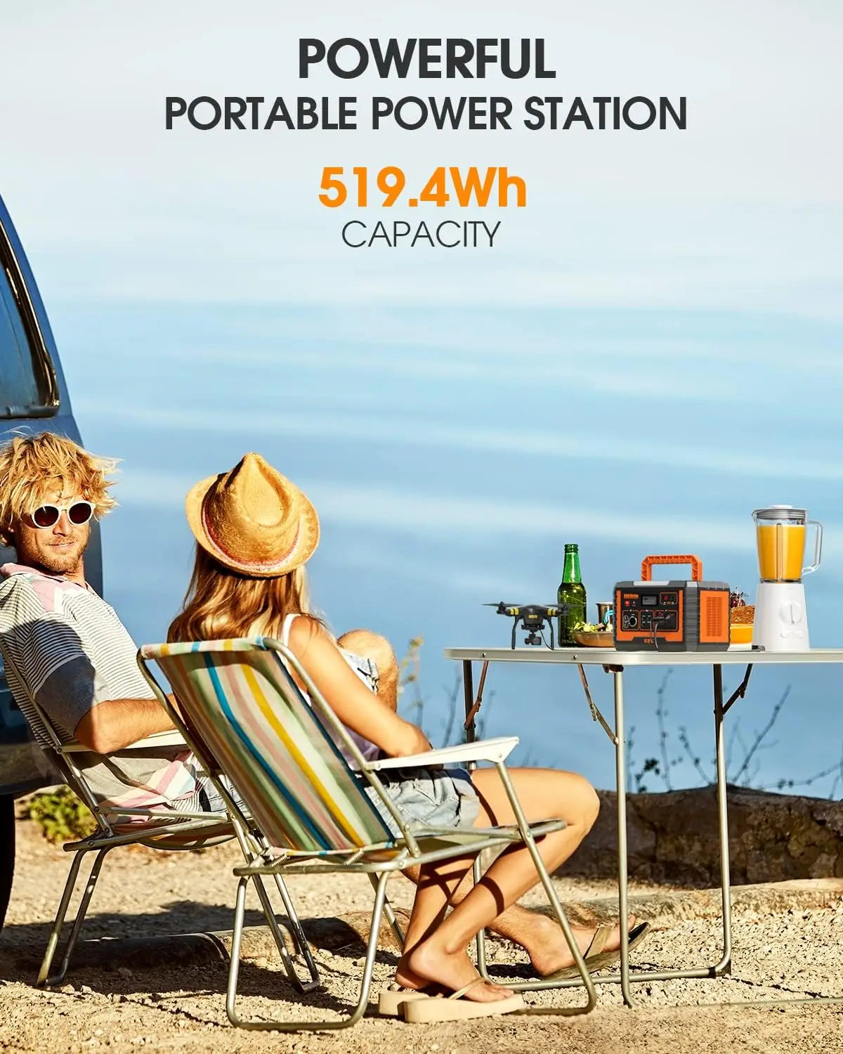 500W Portable Power Station with 100W Portable Solar Panel, Solar Generator