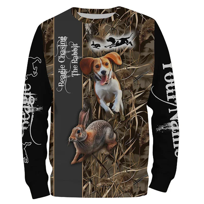 Camo Hunting Animals Wild Boar Men T-Shirt 3D Print Sport Long Sleeve Tee Tops Casual O Neck Streetwear T Shirts Men&